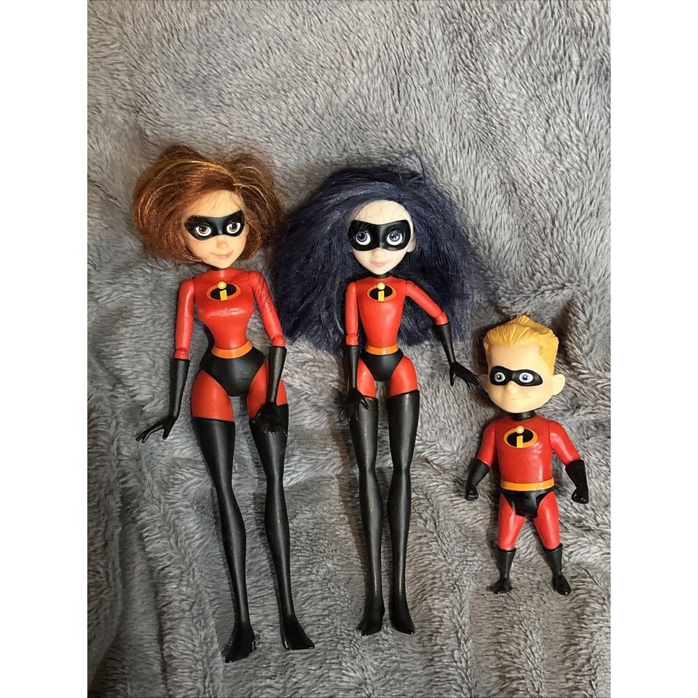 2018 Incredibles Lot of 3 Mrs Incredible Elastigirl Violet Dash Dolls Figures